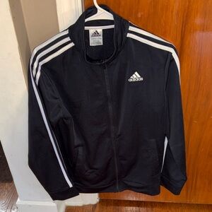 Adidas Unisex Black Lightweight Track Jacket with White Stripes